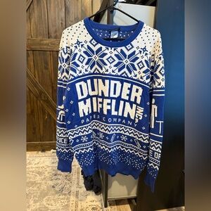 Dunder Mifflin Blue and White Long Sleeve Tee